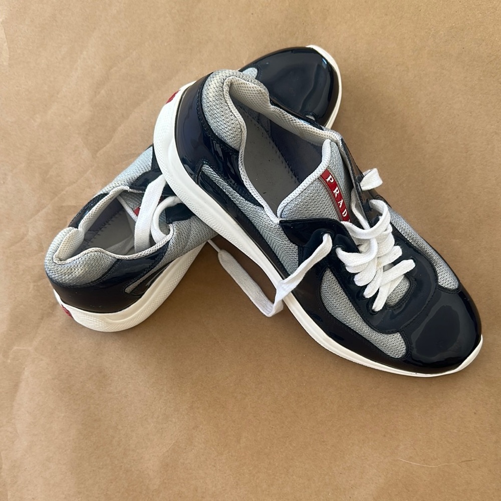 Prada Dark Blue and Light Gray Sneakers
